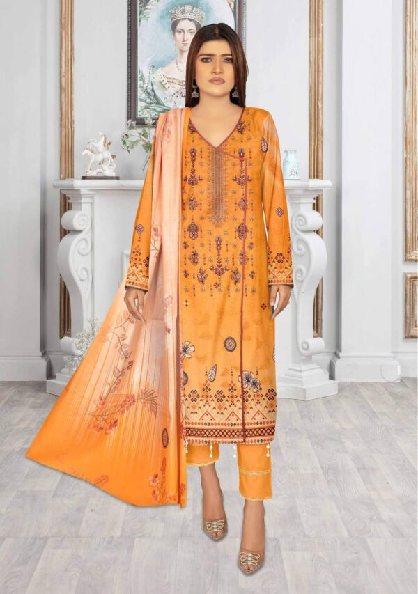 Enhance your wardrobe with our *3-Piece Digital Printing Lawn Suit*. This set features a premium quality lawn shirt, matching trousers, and a beautifully printed lawn dupatta. The exquisite digital prints add a touch of sophistication, making it perfect for any occasion. Available in multiple colors and designs, this suit combines comfort and style effortlessly.